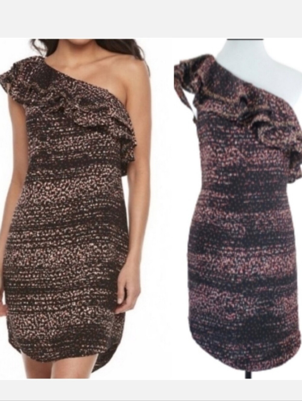 Black Ruffled One Shoulder Dress Apt. 9 Women's size medium NWT